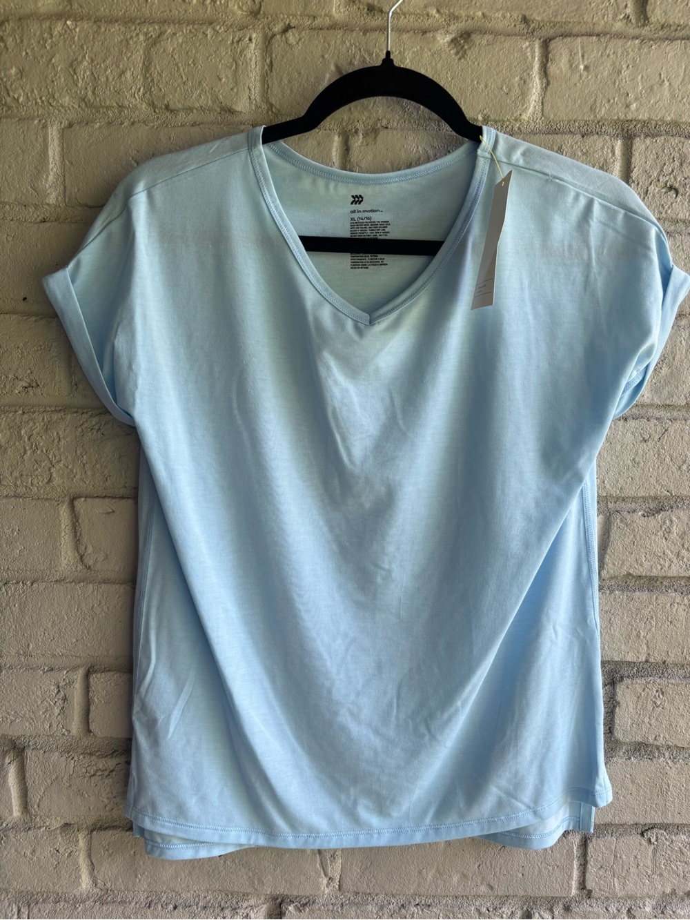all in motion Light Blue V-Neck Short Sleeve Top NWT Sz XL